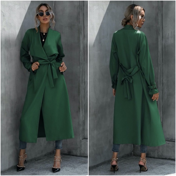 waterfall collar belt fall trench pea coat JACKET - Picture 4 of 6